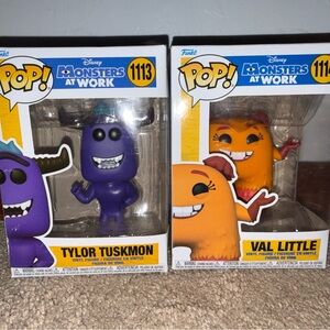 Funko Pop! Monsters at Work Tylor Tuskmon Purple & Val Little Orange Figures